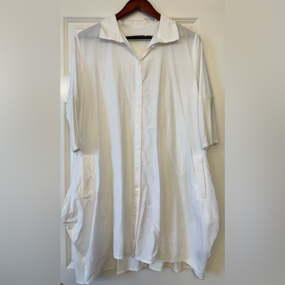 Stella Caraski Women's 3/4 Sleeve Poplin Jersey Shirt Tunic Size Small - Picture 2 of 9